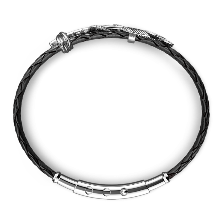 Bracciale Zancan in argento e pelle con piuma.