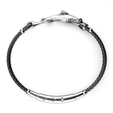 Zancan silver and leather bracelet with shark.