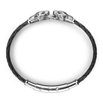 Bracciale Zancan in argento e pelle con pantere. 2
