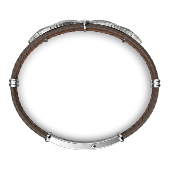 Bracciale Zancan in argento e pelle con aquila. 2