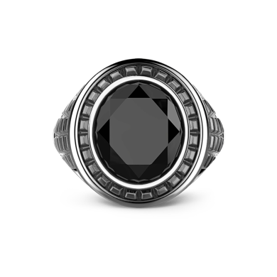 Anello Zancan in argento con pietra nera.