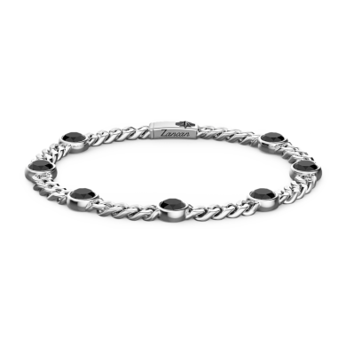 Bracciale a grumetta Zancan in argento con pietre nere.
