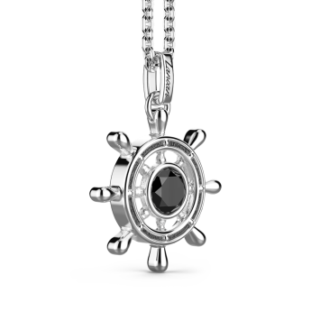 Collana Zancan in argento con pendente a timone e pietra nera. 2