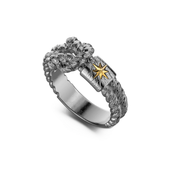 Zancan burnished silver ring with knot. 2