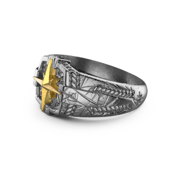 Zancan burnished silver ring with wind rose. 2