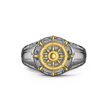 Zancan burnished silver ring with helm.