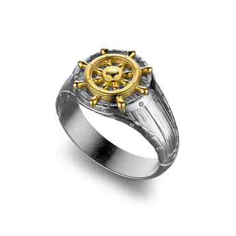 Anello Zancan in argento brunito con timone. 2