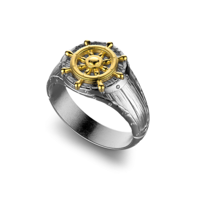 Anello Zancan in argento brunito con timone.