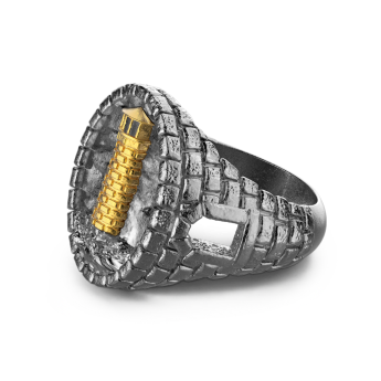 Anello Zancan in argento brunito con faro. 2