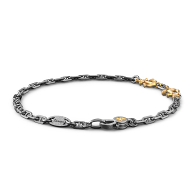 Zancan burnished silver bracelet with anchor.