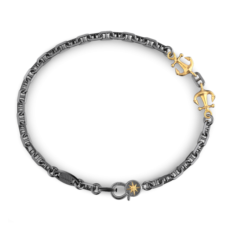 Bracciale Zancan in argento brunito con ancora.