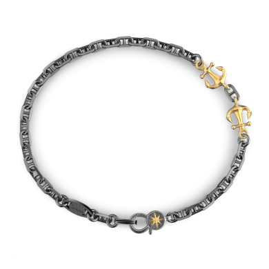 Zancan burnished silver bracelet with anchor.