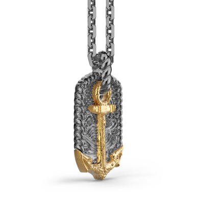 Zancan burnished silver necklace with anchor.
