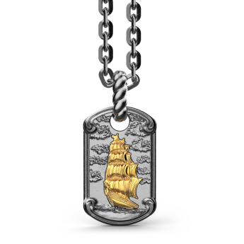 Collana Zancan in argento brunito con veliero.