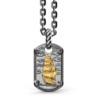Collana Zancan in argento brunito con veliero.