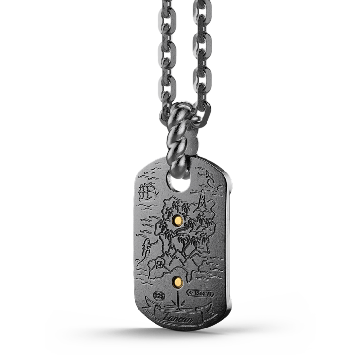 Zancan burnished silver necklace with sailboat.
