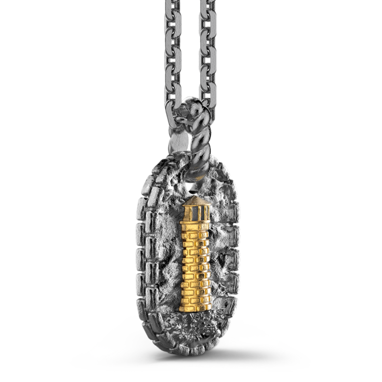 Collana Zancan in argento brunito con faro.