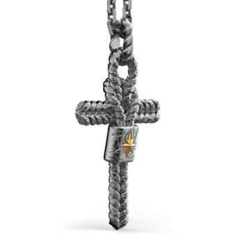 Collana Zancan in argento brunito con pendente a croce e nodo nautico. 2