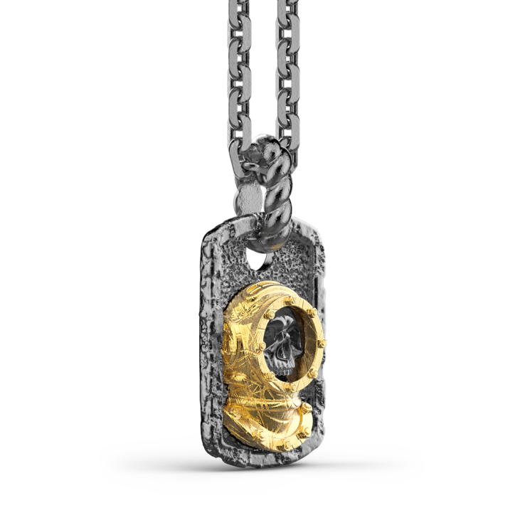 Collana Zancan in argento brunito con sommozzatore.