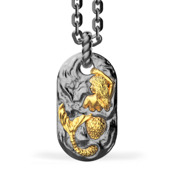 Zancan burnished silver necklace with mermaid.