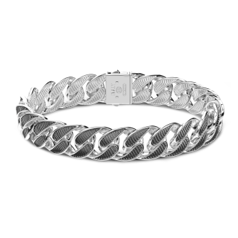 Bracciale a grumetta Zancan in argento con finitura striata in nero.
