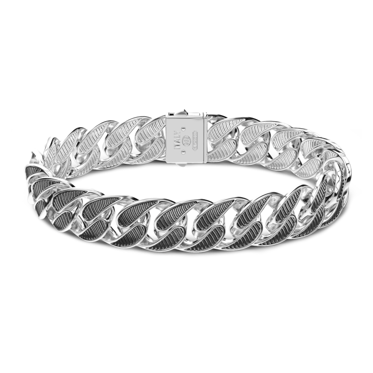 Bracciale a grumetta Zancan in argento con finitura striata in nero.