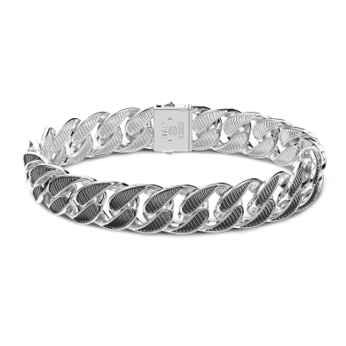 Bracciale a grumetta Zancan in argento con finitura striata in nero.