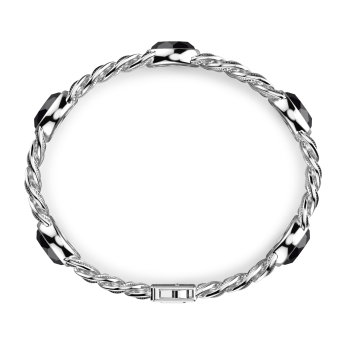 Bracciale a grumetta Zancan in argento con finitura striata in nero e pietre onice. 2