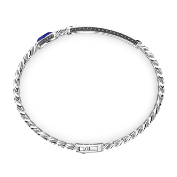 Bracciale grumette Zancan in argento con targa e pietra blu. 2