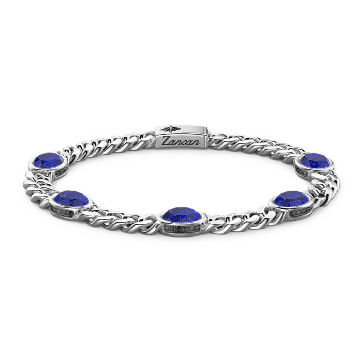 Bracciale a grumetta Zancan in argento con pietre blu.