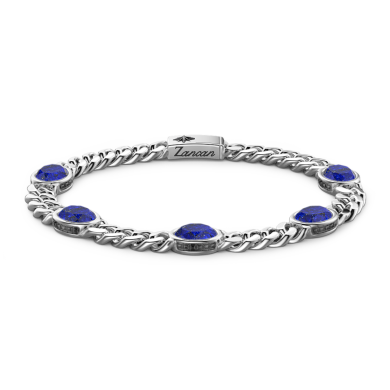 Bracciale a grumetta Zancan in argento con pietre blu.