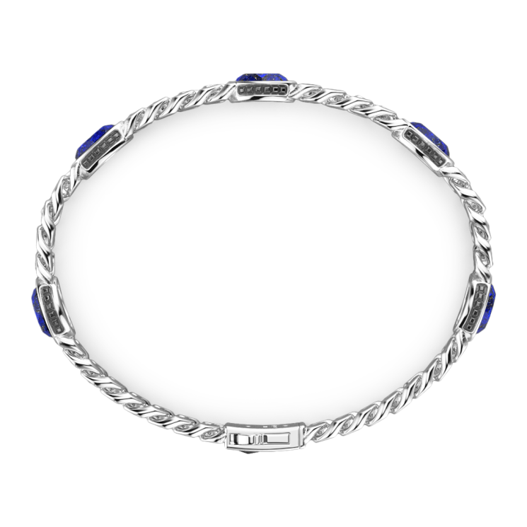 Zancan silver curb chain bracelet with blue stones.