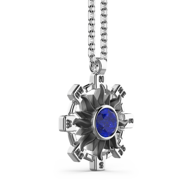 Collana Zancan in argento con pendente a sole e pietra blu.