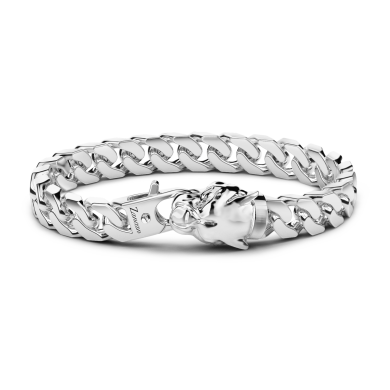 Bracciale a grumetta Zancan in argento con chiusura a testa di pantera.