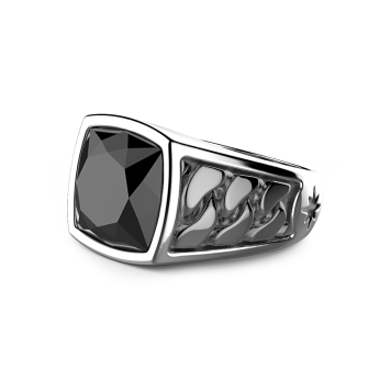 Zancan silver ring with black stone. 2