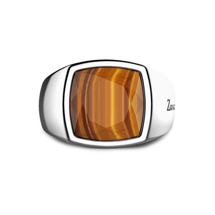 Zancan silver ring with tiger's eye stone.