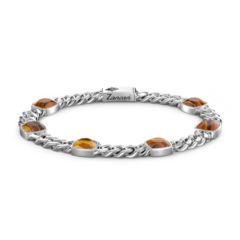 Bracciale a grumette Zancan in argento con pietre occhio di tigre.