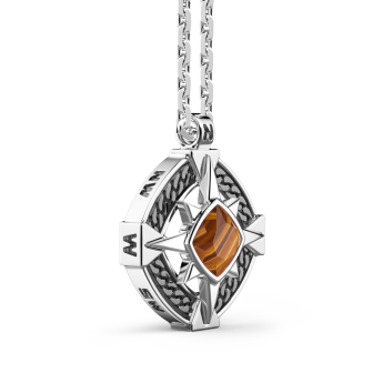 Collana Zancan in argento con pendente a rosa dei venti e pietra occhio di tigre. 2