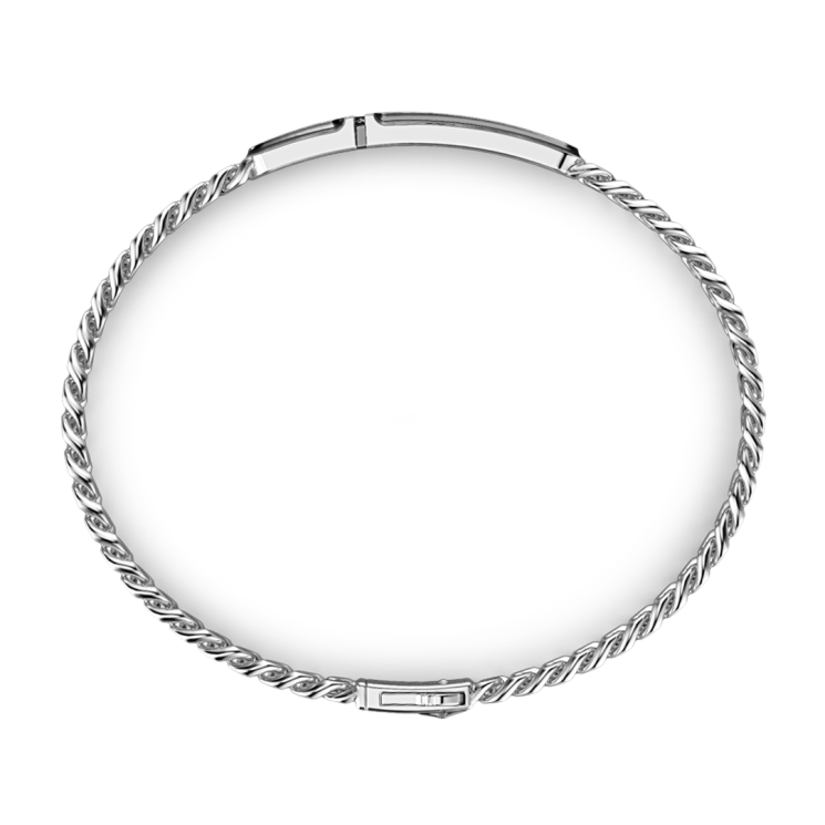 Zancan silver curb chain bracelet with tag and black stone.