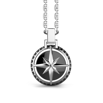 Zancan silver necklace with wind rose pendant.