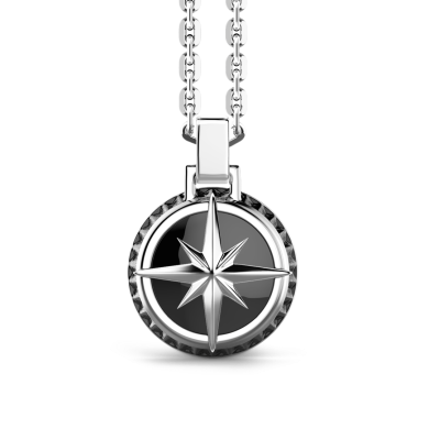 Zancan silver necklace with wind rose pendant.