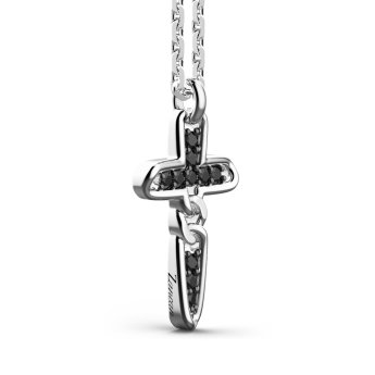 Collana Zancan in argento con pendente a croce e pietre nere. 2