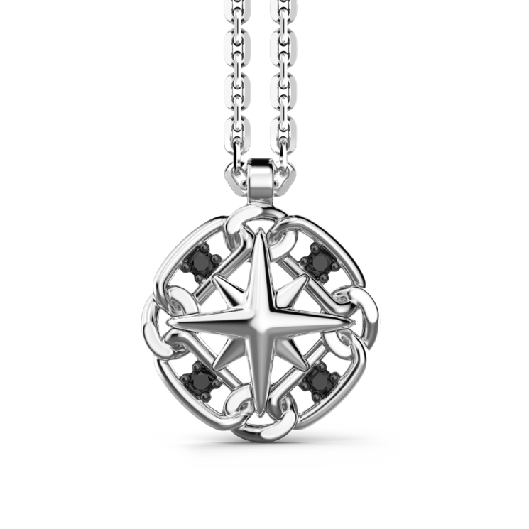 Collana Zancan in argento con pendente a rosa dei venti.