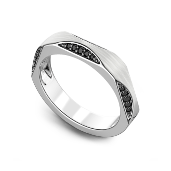 Anello Zancan in argento con pietre nere. 2