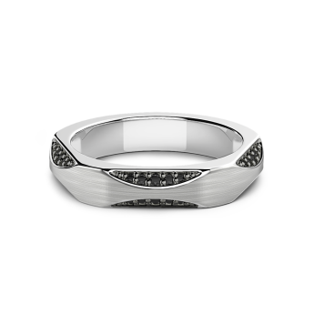 Zancan silver ring with black stones.