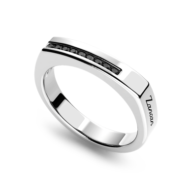 Anello Zancan in argento con pietre nere.