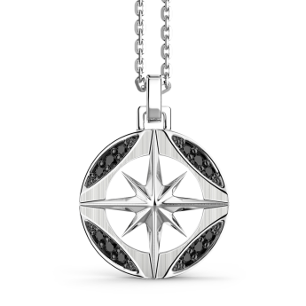 Zancan silver necklace with black stones.