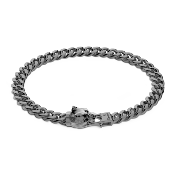 Bracciale a grumetta Zancan in argento con chiusura a testa di pitbull.