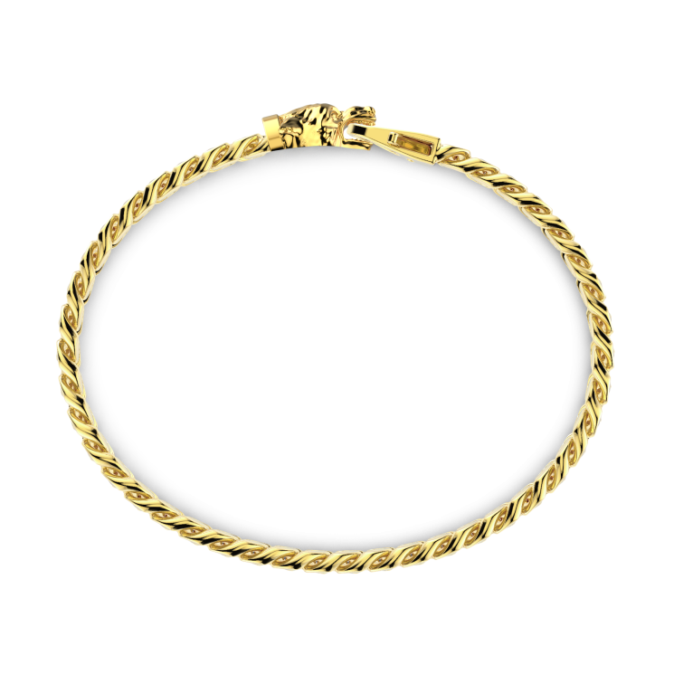 Bracciale a grumetta Zancan in argento con chiusura a testa di lupo.