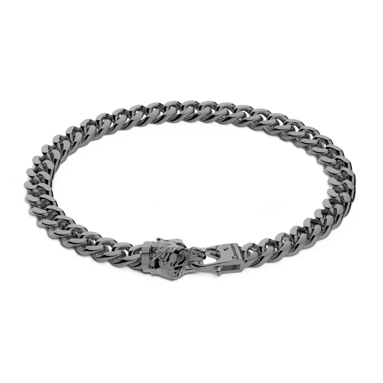 Bracciale a grumetta Zancan in argento con chiusura a testa di lupo.